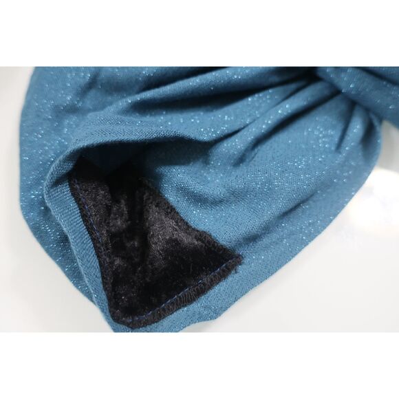 Teal Shimmer Pretied Headscarf Bandana with Velvet Grip - Picture 4 of 4